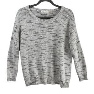Alice + Olivia Knit Sweater Size S Gray Marled Round Neck Wool Blend Pullover
